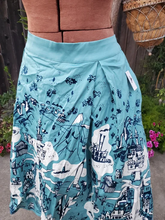 Disney Teal 70th Scenic Print Circle Skirt - Picture 2 of 9